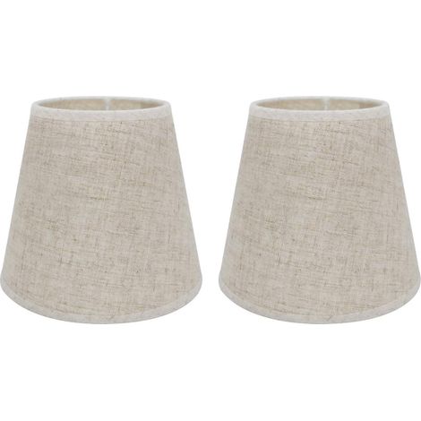 Set di 2 paralumi E14/E27 per lampade da tavolo, applique, lampadari, paralumi in cristallo, 10 cm (superiore) x 14 cm (altezza) x 16 cm (inferiore), lino (1/5)
