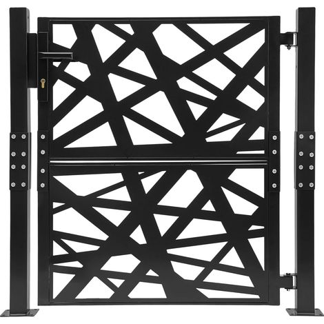 Puerta de jardín, diseño elegante, fácil instalación, color negro. (1/2)