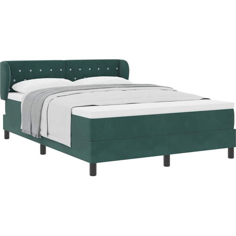 Maison Exclusive - Lit à ressorts avec tête de lit Vert foncé 140 x 200 cm Velours (1/5)