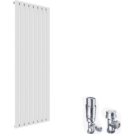 ELEGANT Modern Vertical Column Radiator 1800x608mm White Single Flat Panel Central Heating and Chrome Thermostatic Radiator Valves (1/5)