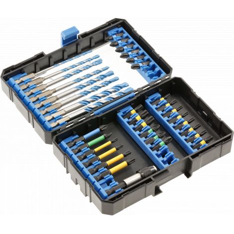 Juego de 35 piezas de puntas para atornillador de impacto y brocas Hogert, modelo, ideal para trabajos de precisión, duraderas, resistentes, perfectas para perforar y atornillar en múltiples materiale
