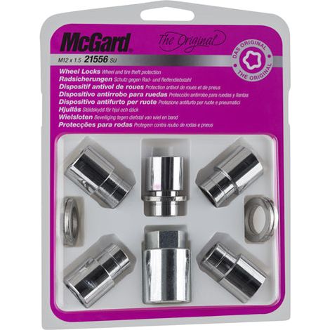 5 ECROUS ANTIVOL SU MCGARD M12X1.5/ PLAT/ LONG. 15/35MM/ Ø21MM