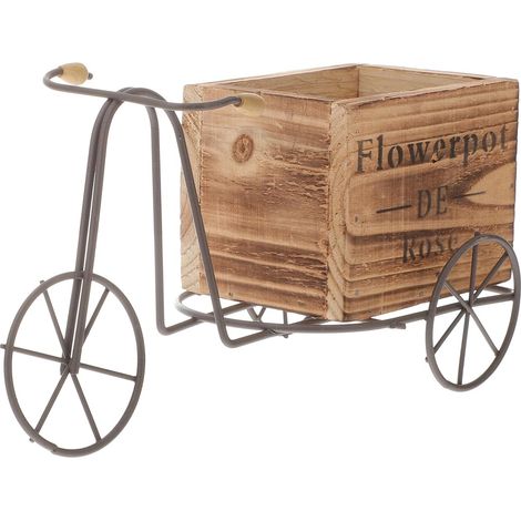 Décor à La Maison Vélo Boîte à Fleurs en Bois Ornement Décoratif Artisanat Boîte à Plantes en Bois (Bois Petite Taille Style) (1/5)