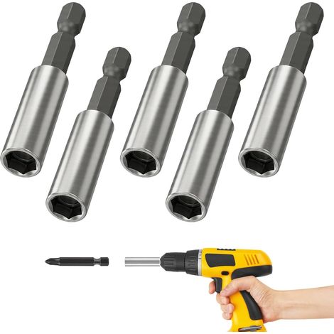Porte-embouts magnétique de 60 mm - Tige hexagonale de 1/4" - Porte-embouts magnétique extra puissant pour visseuse sans fil et visseuse à percussion - Rallonge d'embouts robuste (1/5)