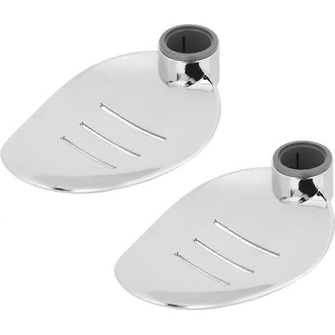Lot de 2 porte-savons en ABS pour barre de douche, porte-savons coulissants réglables à clipser pour salle de bain. (1/5)