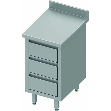 Meuble Bas Cuisine Inox Adossée - 3 Tiroirs - Gamme 700 - Stalgast