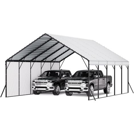 VEVOR Carport, 5,8x7,45 m, Abri de Voiture Metal Robuste, Abri Garage Exterieur avec Cadre Toit en Acier, Parois Laterales Amovibles, Auvent Stockage deAuto pour Pick-up, Bateau, Camions, Tracteurs