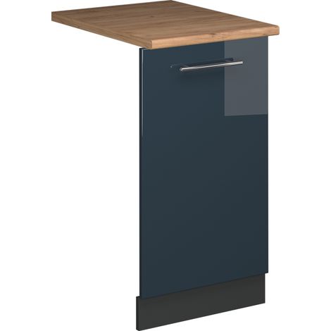 Panel frontal del lavavajillas Fame-Line, Azul oscuro alto brillo, 45 cm , ET Roble, Vicco