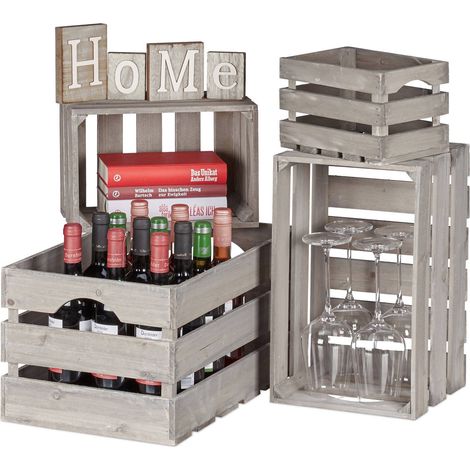 Schabige holzkiste - 4er set