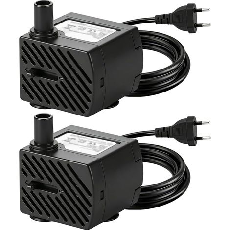Minibomba sumergible de 2 piezas, 3 W, 180 L/H, bomba ultrasilenciosa para acuarios con cable de alimentación, bomba ajustable para fuentes pequeñas, fuentes de mesa, hidroponía y gatos. (1/5)