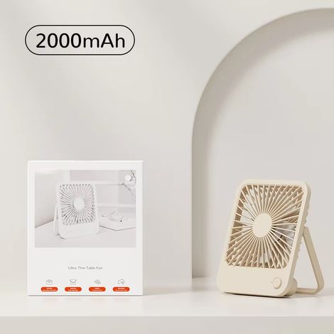 Petit ventilateur de bureau Portable ventilateur de Table Ultra silencieux ventilateur de refroidissement Rechargeable USB avec 4 vitesses ventilateur de bureau éolien puissant-2000 mAh beige (1/5)