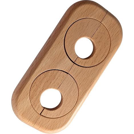 Radiateur Double Rosace Hêtre - Alésage 16mm - Espacement des tuyaux variable 41-66mm - 122x58mm - Bois laqué - Cache tuyau, rosace de chauffage - Fabriqué en Autriche (Hêtre 16mm) (1/5)