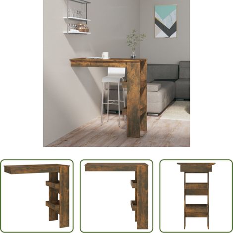 Table de bar moderne - Table de bar murale Chêne fumé 102x45x103,5cm Bois d'ingénierie (1/5)