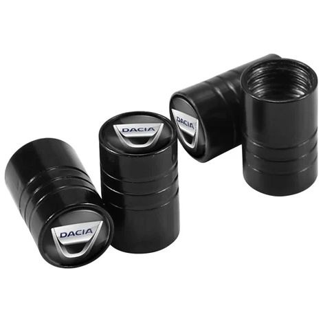 (Noir) 4 bouchons de valve de pneu en alliage d'aluminium, accessoires anti-poussière pour Dacia Duster, Logan, Sandero, Lodgy, Dokker, Sandero Stepway (1/5)