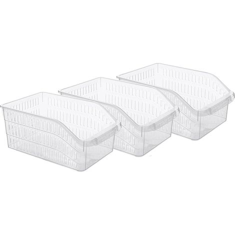 Boîte De Rangement Pour Réfrigérateur - Boîte De Stockage Alimentaire Flexible - Transparente Boîte En Plastique Sans BPA - Lot De 3 - 16 X 30,5 X 11 Cm
