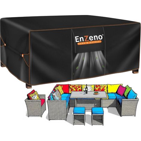 Enzeno Gartenmöbel Abdeckung 420D Oxford Gewebe Winterfest 250x250x90cm (1/5)