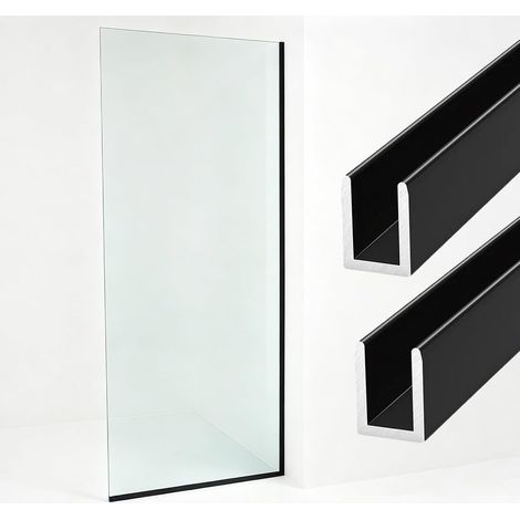 Lot de 2 profilés en U profonds aluminium pour verre 6/8/10/12 (1/5)
