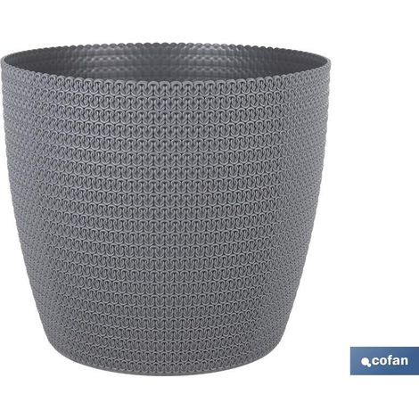 Pot de fleurs tressé en polypropylène gris foncé Ø 306 x 262 mm, 15,6 l résistant aux UV (1/4)
