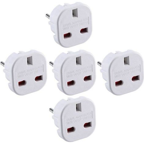 5er-Pack Reiseadapter: Adapter von Großbritannien auf Europa (europäische Standards Typ C, E und F)