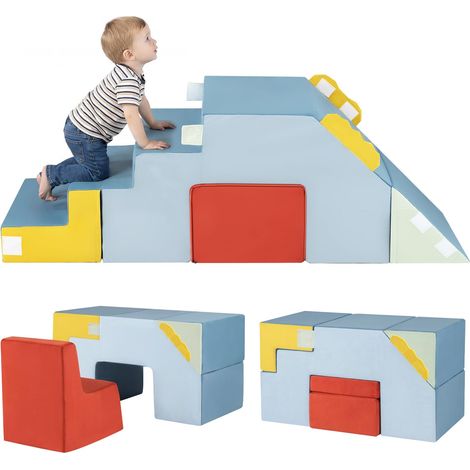 Costway – Parcours de motricité bébé avec toboggan – Aire de jeux en mousse 143 x 45 x 50 cm – Housses lavables en machine – Couleurs vives (1/5)
