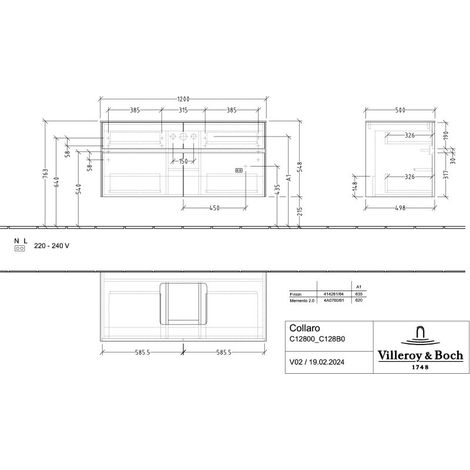 Villeroy & Boch C128B0AB WTUS Collaro C128B0 1200x548x500mm m.