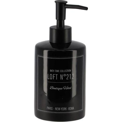 Distributeur a savon dolomite rond imprime 320 ml - neo retro noir -