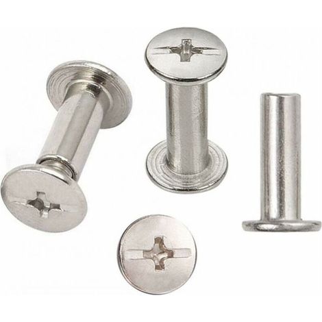30 Sets Chicago Reliure Vis, reliure à vis de reliure nickelée 5 mm x 15 mm, ton argent (1/4)