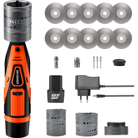 Batterie Tungstène électrodes TIG Rectifieuse 12V Meuleuse de Tungstène, 6 Tailles 8 Angles, avec 10 Meules Diamantées Revêtues de Titane et 3 Mandrins CNC avec Batterie et Chargeur (1/5)