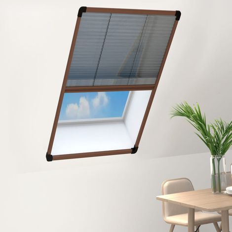 Insektenschutz-Plissee für Fenster Aluminium Braun 80x160 cm (1/5)