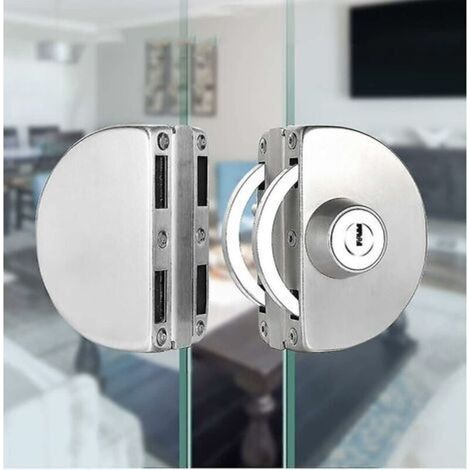 Qrity Stainless Steel Glass Door Lock, No Drilling Required, Double Glass Door Lock, Central Glass Door Lock, Double Sliding Glass Door, 1 Piece