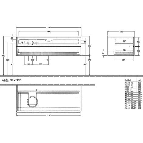 Villeroy & Boch L22150MT WTUS Antao L225 1200x360x500mm