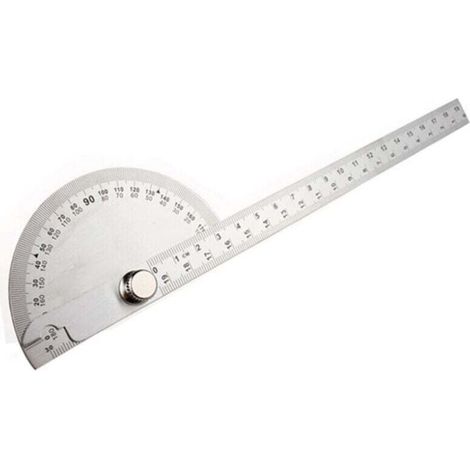 Règle d'angle de rapporteur simple en acier inoxydable, règle carrée mobile multifonctionnelle, argent 90x200mm (1/3)