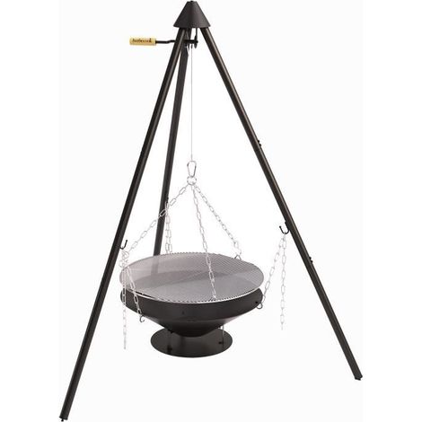 Brasero sur trépied Junko – Barbecue portable 166 cm – Surface cuisson ø 60 cm – Pour grillades au feu de bois – Barbecook (1/5)