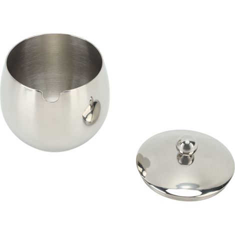 Bol en inox de grande taille pour sucre, épices et sel, avec couvercle, rangement pour bonbons et café, compatible lave-vaisselle, argenté (1/5)