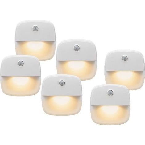 Ensemble de 6 lampes d'intérieur à détecteur de mouvement, fonctionnant sur piles, veilleuse LED automatique pour chambre et couloir (1/4)
