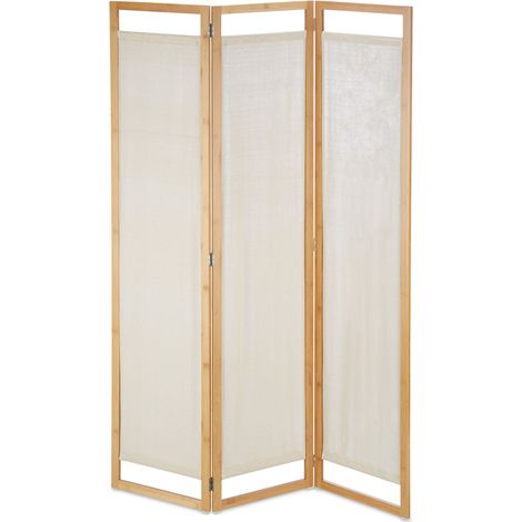 Pannello divisorio di design chic a 3 ante 180 x 120 x 3 cm facile da spostare in bambù marrone 130007669