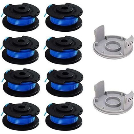Confezione da 10 bobine di ricambio per decespugliatore Ryobi da 1/4 di pollice, compatibile con decespugliatore a batteria Ryobi One+ AC14RL3A, 8 bobine + 2 cappucci di taglio (1/3)