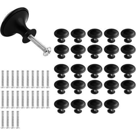 24 Pièces Noir Tiroir de Porte Poignée,Boutons de Porte Rond Boutons,Noir Mat Tiroir de Porte Poignée,30mm Bouton de Meubles s'appliquent à Poignées de Meuble pour Placard Armoire Cui (1/4)