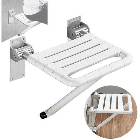 Mural Pliant Siège de Douche Rabattable Salle de Bain Tabouret et Chaise Pliable Banc de Bain pour handicapés antidérapants, Haut 48cm (1/5)
