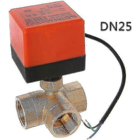 Vanne à bille motorisée 3 voies DN15/20/25 AC 220V, commande 2 voies à trois lignes DN25 (1/5)