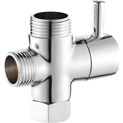 3-Wege-Umstellventil für 1/2"-Messing-Duscharm, G1/2-Metall-Duschumstellventil, Ersatzteil mit Gummidichtungen, Duschadapter