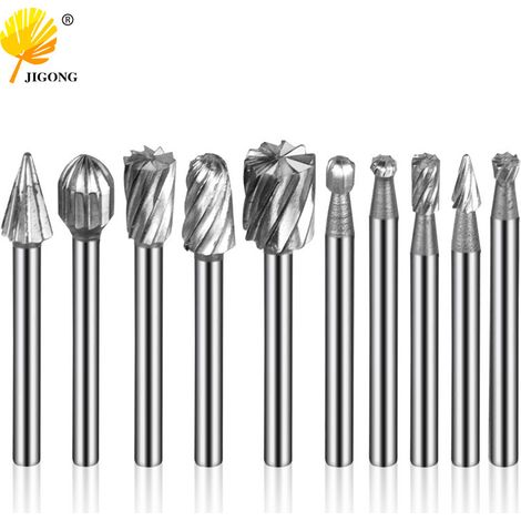 Lot de 10 limes rotatives argentées, limes rotatives en acier rapide, outils de travail du bois, sculpture de racines, sculpture de noix, limes à graver