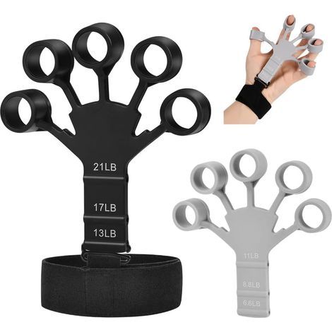 Hand Grip Musculation, Musculation Main Kit, Entraîneur de Doigts, Pince de Musculation Antidérapante, Renforceur de Poignée Paquet, Réglable D'entraînement des Doigts en Silicone (1/5)