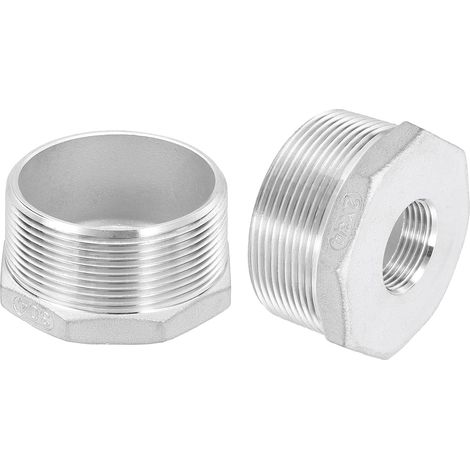 5Pcs 3/4" Mâle à 1/4" Femelle NPT 304 Acier Inoxydable Réducteur Hex Bushing, Adapter Raccord pour systèmes industriels, pétrole/gaz, eau, HVAC et plomberie - 2" Male to Female (1/5)