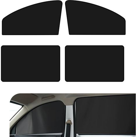 Set di 4 parasole per auto, rete parasole per finestrini anteriori e posteriori, protezione solare, isolamento termico, elastico rinfrescante, adatto alla maggior parte delle auto (nero). (1/5)