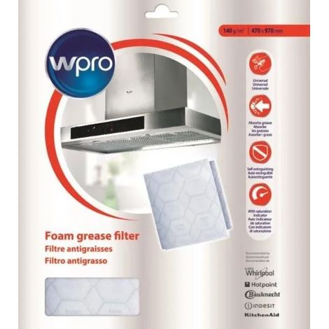 Wpro – Filtre pour hotte anti graisse 570x470mm – Indicateur de saturation – 140g/m² – Compatible avec modèles Whirlpool et autres (1/6)
