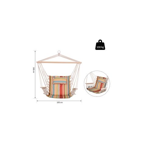 Fauteuil suspendu multicolore avec coussin et barre d'écartement, portable et facile à ranger, supporte 100 kg pour jardin et balcon (1/5)