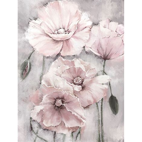pièce Tableau Floral Rose Gris Toile sans cadre Peinture murale Décoration intérieure Salon Salle de bains 40×50 cm (1/5)
