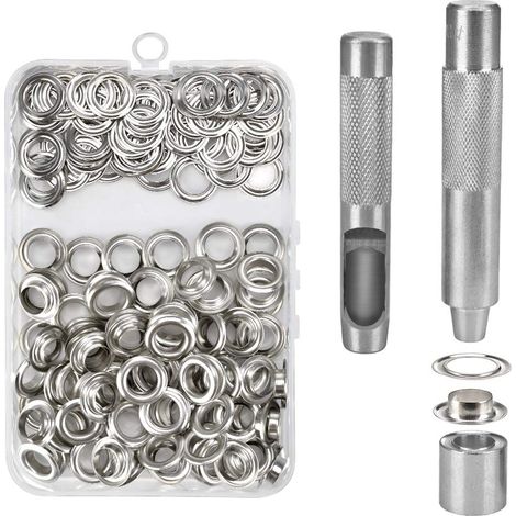 Kit de Outils, 100 Sets Oeillets 12mm Metal Grommet Kit Oeillet avec Outils Oeillet pour Toile Bâche Tente de Réparation avec Boîte de Rangement (1/5)