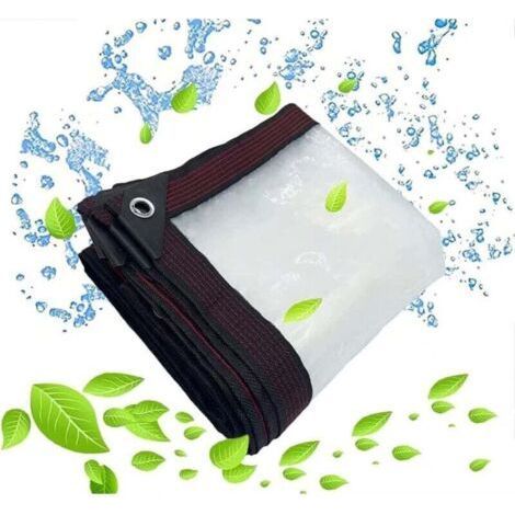 Transparent Waterproof Tarpaulin with Eyelets - for Garden Furniture - Outdoor Use - Rainproof - Plant Insulation - Dust Resistant - with Drawstring 2 x 2 m (1/5)